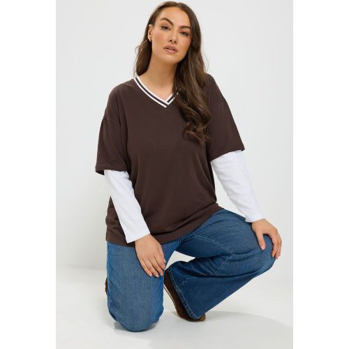 Top Patineuse 2 En 1 En Coton Marron Chocolat Size 48 - Yours - Modalova