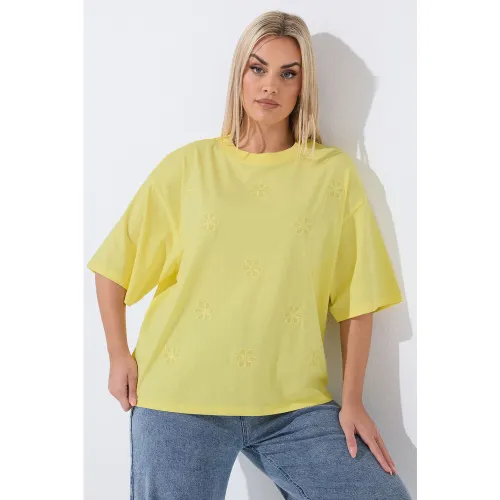 Tshirt À Fleurs Brodées Jaune Size 50-52 - Limited Collection - Modalova