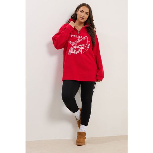 Sweatshirt À Capuche Zippé Rouge « Alpine Ski » Size 46 - Yours - Modalova