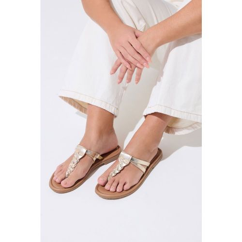 Sandales Tressées En Similicuir Doré, Wide E Fitsize 37E - Yours - Modalova