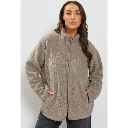 Polaire Zippée Marron Taupe En Tissu Borg Size 48 - Yours - Modalova