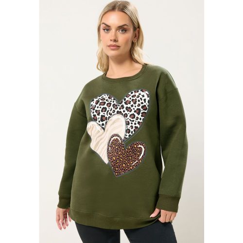 Sweatshirt Kaki À Motif Cœurs Léopard Size 48 - Yours - Modalova