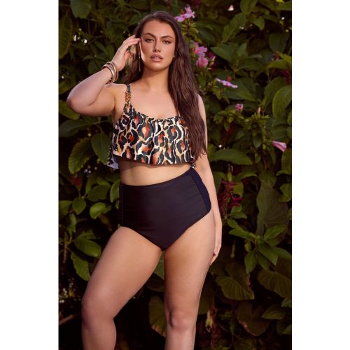 Haut De Bikini Volanté Marron À Imprimé Léopard Size 46 - Yours - Modalova