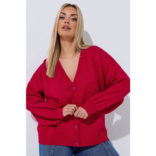 Cardigan En Maille Rouge À Manches Ballon Size 42-44 - Limited Collection - Modalova