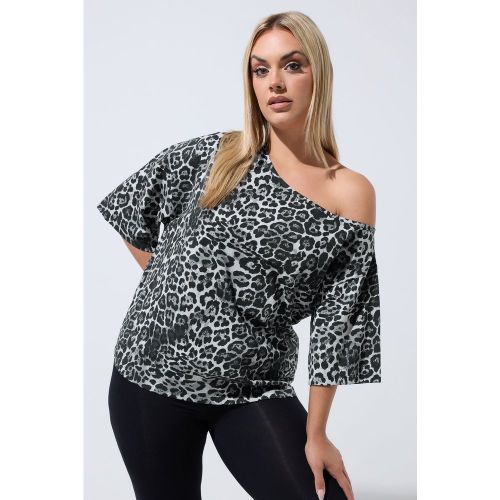 Tshirt Épaule Dénudée Gris À Motif Léopard Size 40 - Limited Collection - Modalova