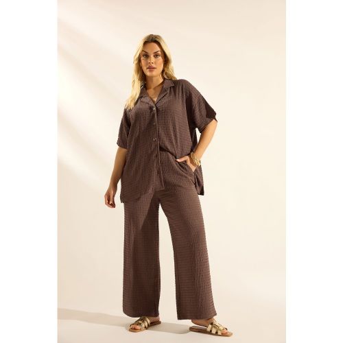 Chemise Marron Moka Texturée Size 42 - Yours - Modalova