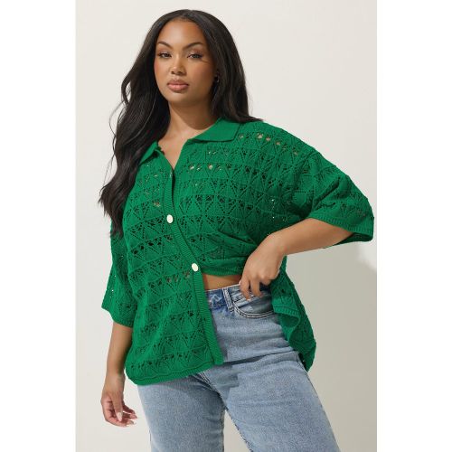 Chemisier Vert En Crochet Boutonné Size 54-56 - Limited Collection - Modalova