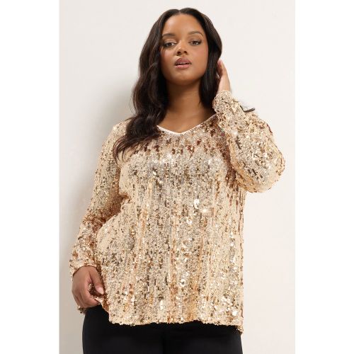 Plus Size Sequin Embellished Swing Top Size 48 - Yours - Modalova