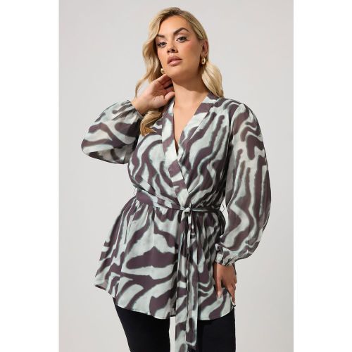 Top Cachecœur Gris Zébré Size 44 - Yours London - Modalova