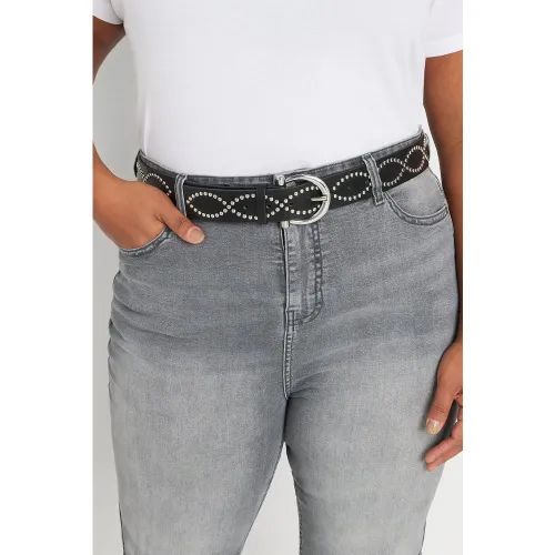Ceinture Noire Effet Cuir Cloutée Size 54-56 - Yours - Modalova