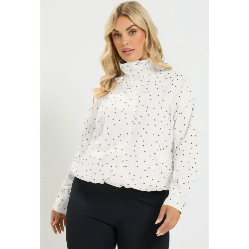 Bomber À Col Cheminée Blanc À Pois Size 54-56 - Yours - Modalova