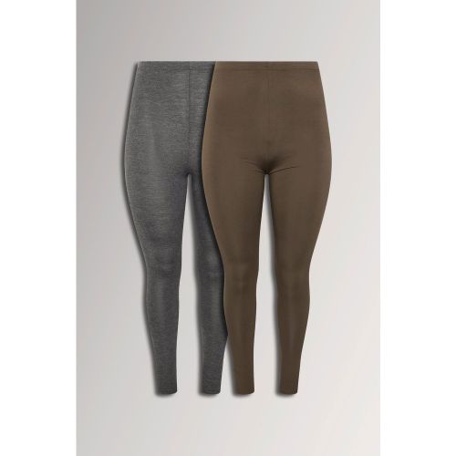Et Lot De 2 Leggings Stretch Gris Chiné Et Marron Chocolatsize Short > 40 - Yours - Modalova
