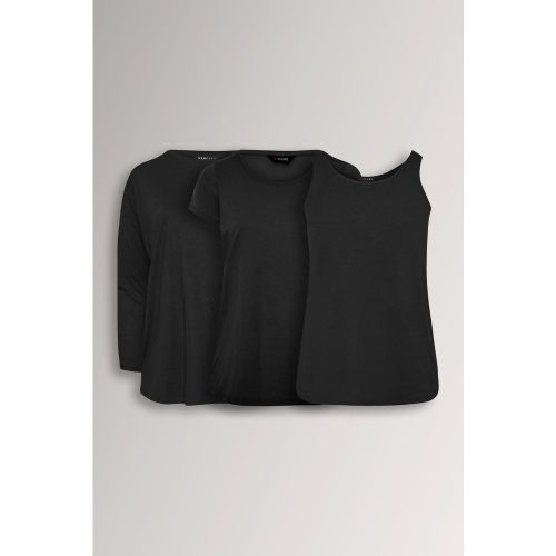 Lot De 3 Tshirts Noirs Essentiels Size 48 - Yours - Modalova