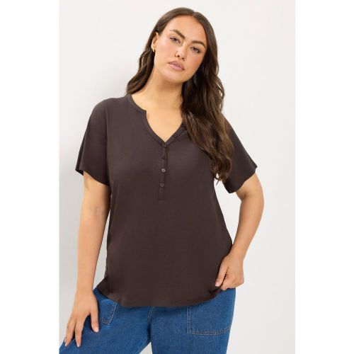 Chemise Marron Chocolat À Col Tunisien Size 50-52 - Yours - Modalova