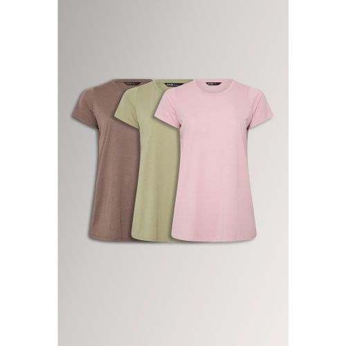 Lot De 3 Tshirts Basiques Marron Chocolat Et Rose Size 42 - Yours - Modalova