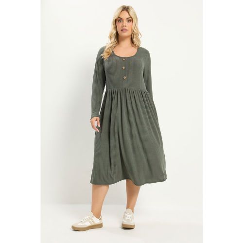 Robe Milongue Vert Kaki À Encolure Carrée Size 44 - Yours - Modalova