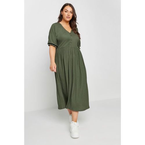 Curve Khaki Green Textured Midaxi Dress, Grande Taille & Courbes - Limited Collection - Modalova