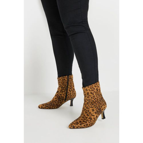 Beige Brown Leopard Print Heeled Ankle Boots In Extra Wide eee Fit - Yours - Modalova