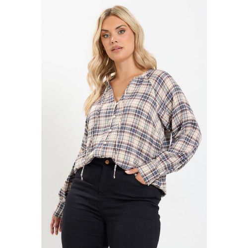 Top Bleu À Carreaux Avec Liens À L'encolure Size 40 - Yours - Modalova