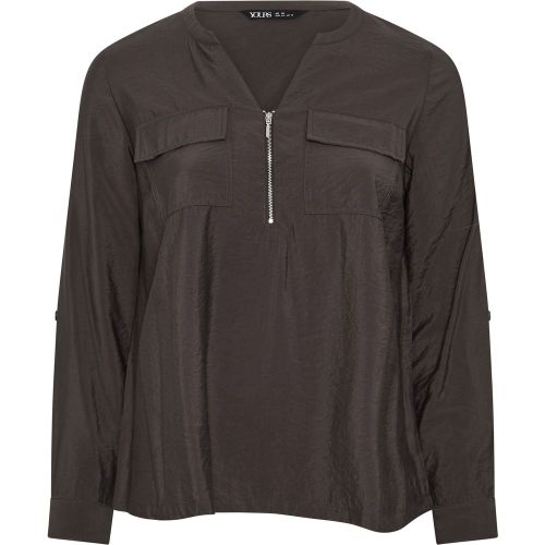 Plus Size Chocolate Zip Detail Blouse Size 58-60 - Yours - Modalova
