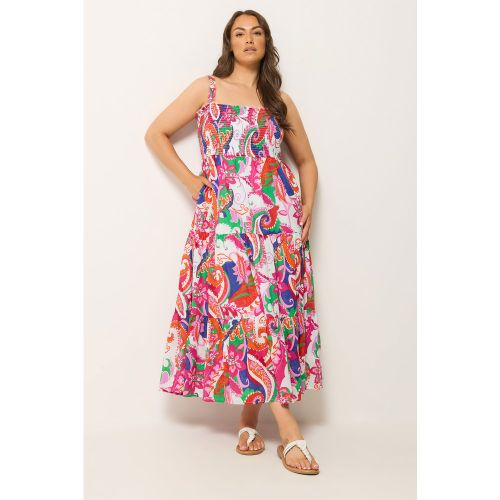 Robe D'été Smockée Rose À Motif Abstrait Size 54-56 - Yours - Modalova