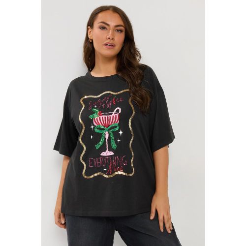 Tshirt Noir Décontracté À Sequins « Sugar, Spice & Everything Nice » Size 66-68 - Yours - Modalova