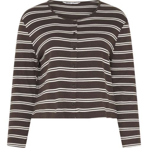 Cardigan Confort Marron Chocolat À Rayures Size 38-40 - Yours - Modalova