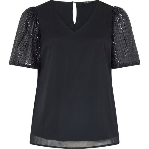 Top Noir Avec Manches À Sequins Size 40 - Yours - Modalova
