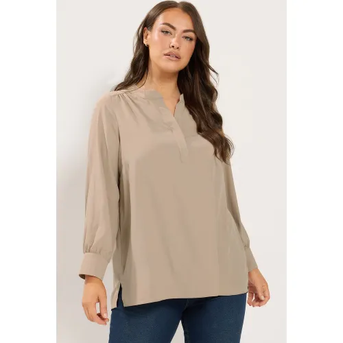 Blouse Marron Naturel À Demipatte De Boutonnage Size 44 - Yours - Modalova