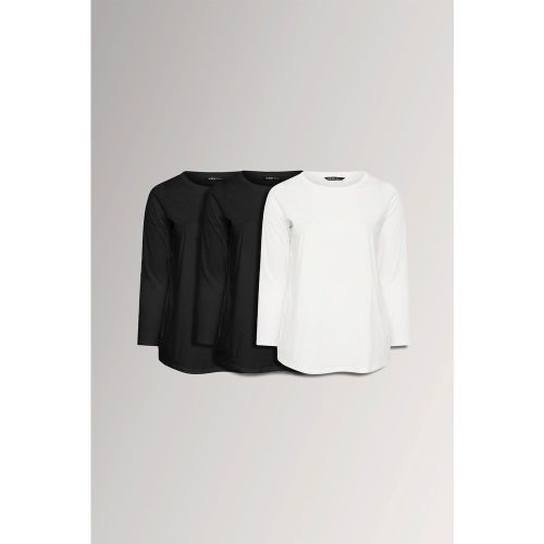 Et Lot De 3 Tshirts Basiques À Manches Longues Noir/Blancsize 48 - Yours - Modalova