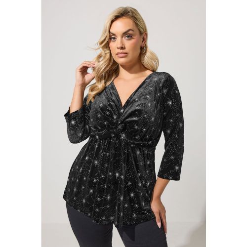 Top À Nœud En Velours Noir À Étoiles Size 48 - Yours London - Modalova