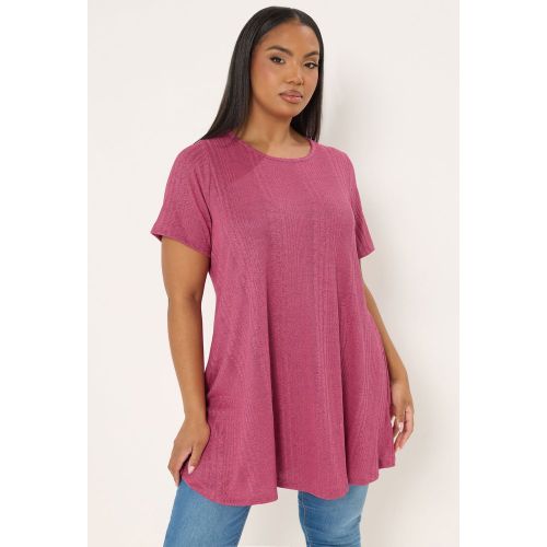 Tshirt Évasé Rose Côtelé Au Toucher Doux Size 46 - Yours - Modalova
