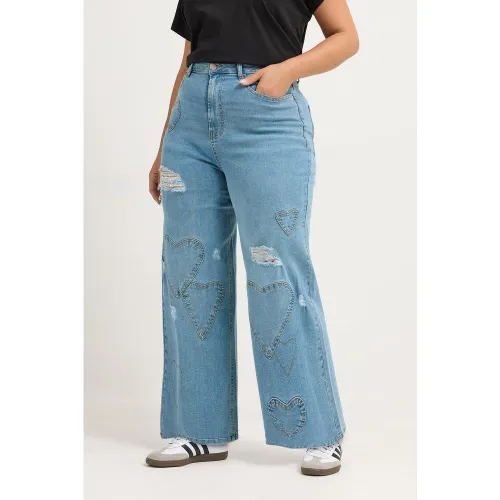 Jean En Denim Bleu À Cœurs Size 40 - Limited Collection - Modalova