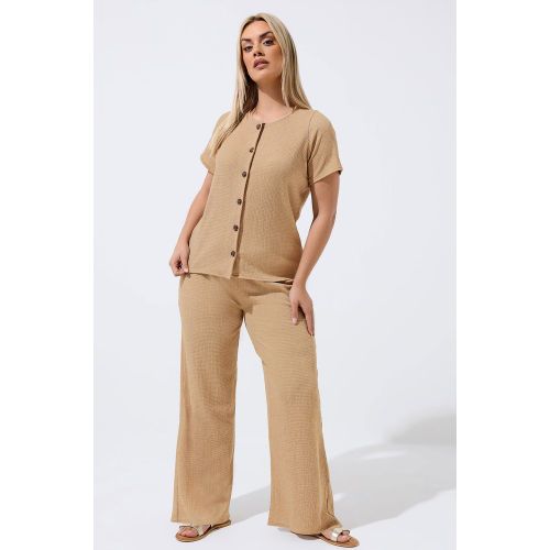 Pantalon Large Beige À Effet Froissé Size 44 - Limited Collection - Modalova