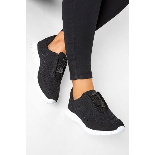Baskets Noires Avec Strass Pieds Larges Eeesize 38E - Yours - Modalova