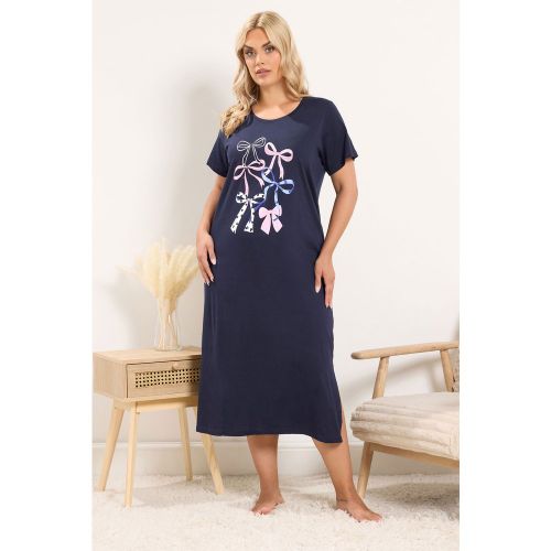 Chemise De Nuit Milongue Bleu Marine À Nœud Size 46-48 - Yours - Modalova