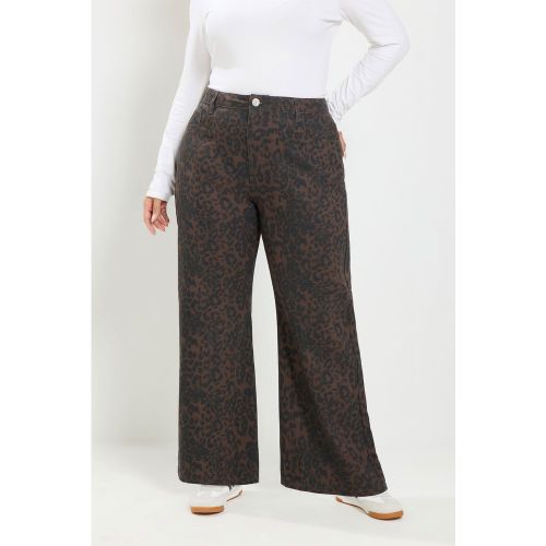 Jean Large Marron À Imprimé Léopard Size Short > 50 - Yours - Modalova