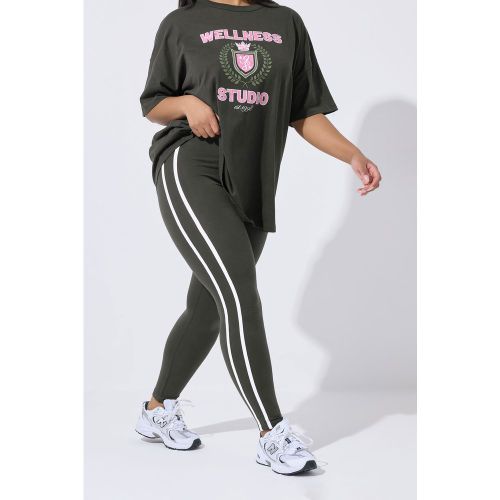 Active Legging Gris À Rayures Latérales Size 46 - Yours - Modalova