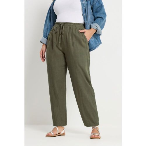 Pantalon Coupe Barrel En Lin Vert Olive Size 50-52 - Yours - Modalova