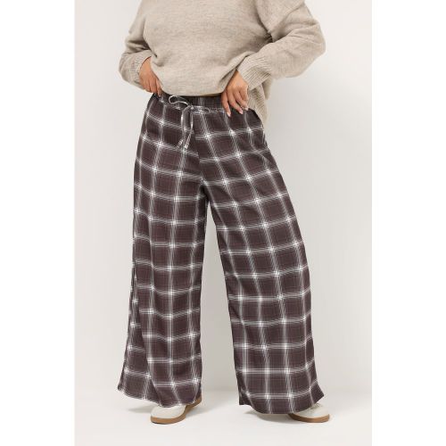 Pantalon Large En Crêpe À Carreaux Marron Chocolat Size 44 - Yours - Modalova