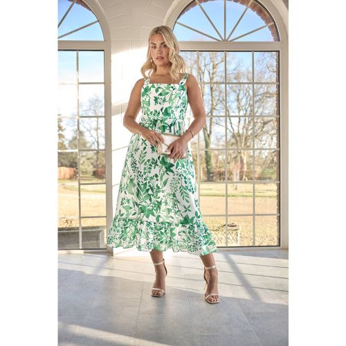 Robe Blanche Effet Lin Style Botanique Size 44 - Yours London - Modalova
