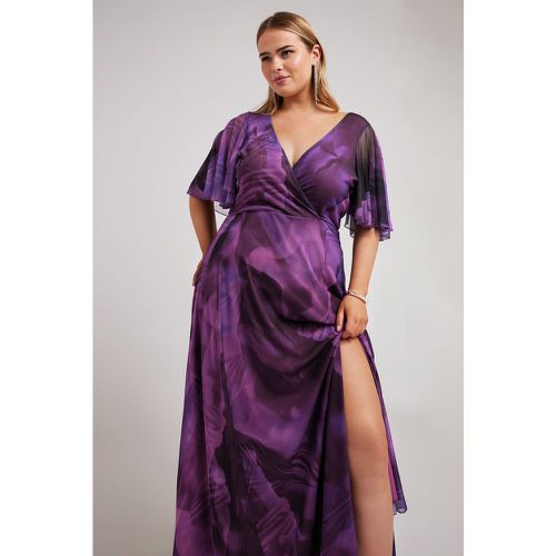 Robe Violette Ombrée Design Abstrait Cachecoeur , Grande Taille & Courbes - Yours London - Modalova