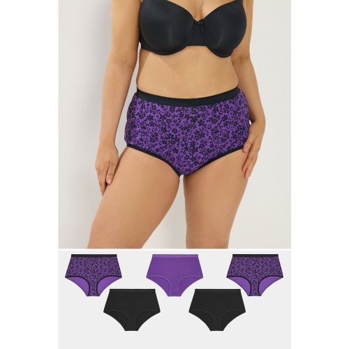 Lot De 5 Culottes Couvrantes À Petites Fleurs Violet Size 42-44 - Yours - Modalova