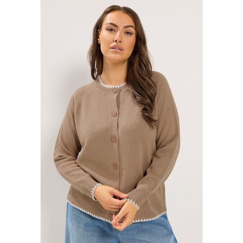 Cardigan Marron À Points De Feston Size 46-48 - Yours - Modalova