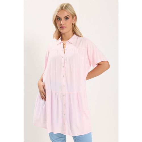 Chemise À Volants En Chambray Rose Size 42 - Yours - Modalova