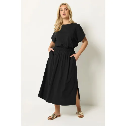 Robe Longue Noire À Taille Élastique Size 46 - Yours - Modalova