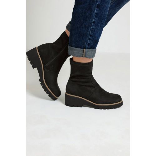 Bottes Stretch Compensées Noires En Imitation Daim, Coupe Large Esize 37EEE - Yours - Modalova