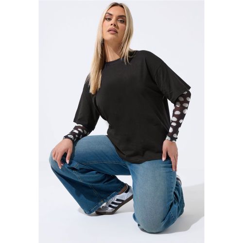 Tshirt Noir À Manches À Pois Size 42 - Limited Collection - Modalova