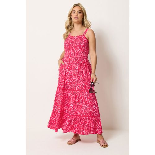 Robe Longue Étagée Rouge À Imprimé Feuille Size 54-56 - Yours - Modalova
