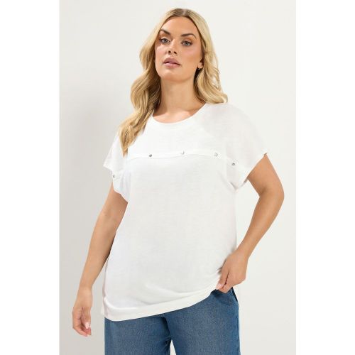 Tshirt Blanc À Mancherons Orné De Clous Size 46 - Yours - Modalova